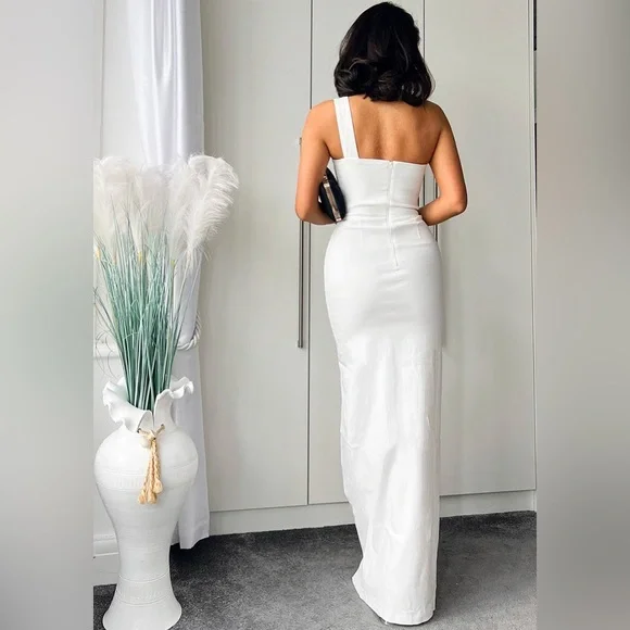 Vesper Quinn Ivory One Shoulder Maxi Dress - Picture 2 of 3